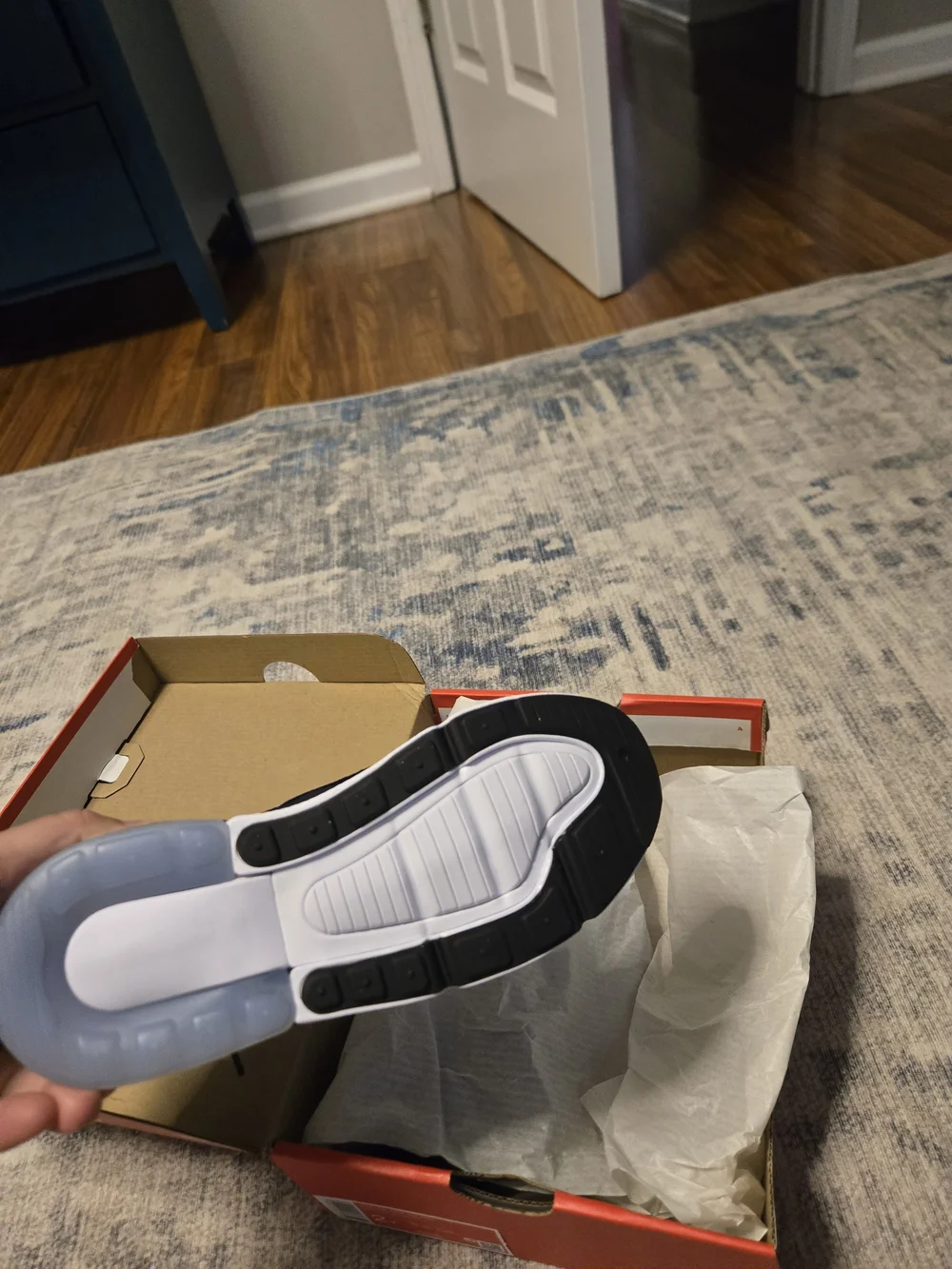 Nike Kids Air Max 270 Navy and White 2 Youth Sneakers